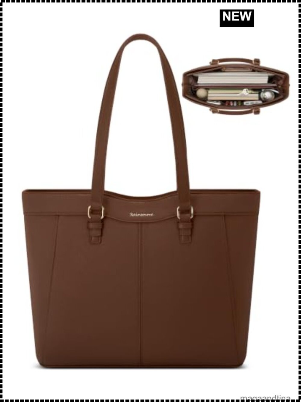 Large Faux Leather Tote Bag Women Structured Laptop Work Purse